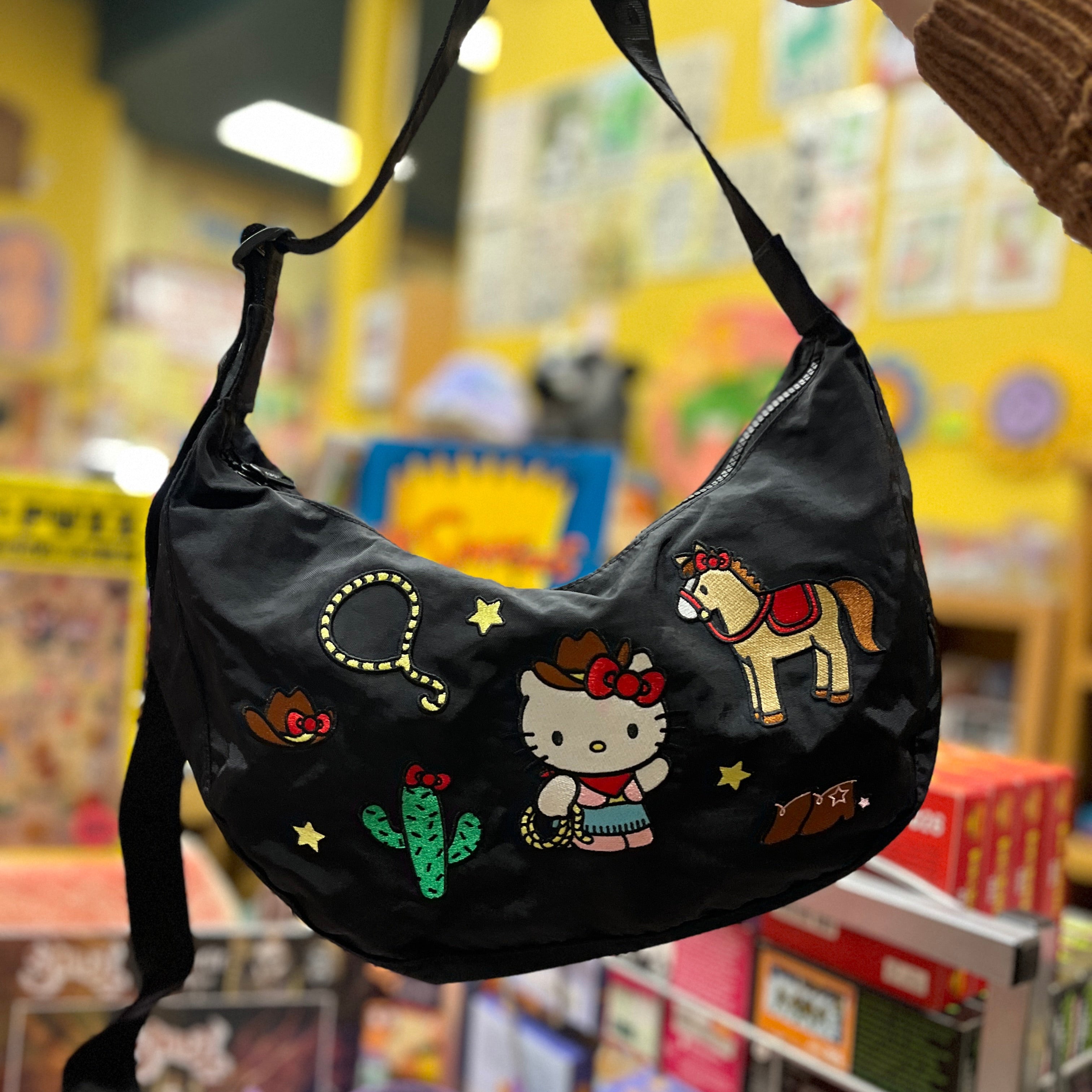 Baggu Western Hello Kitty Embroidered Medium Crescent Bag
