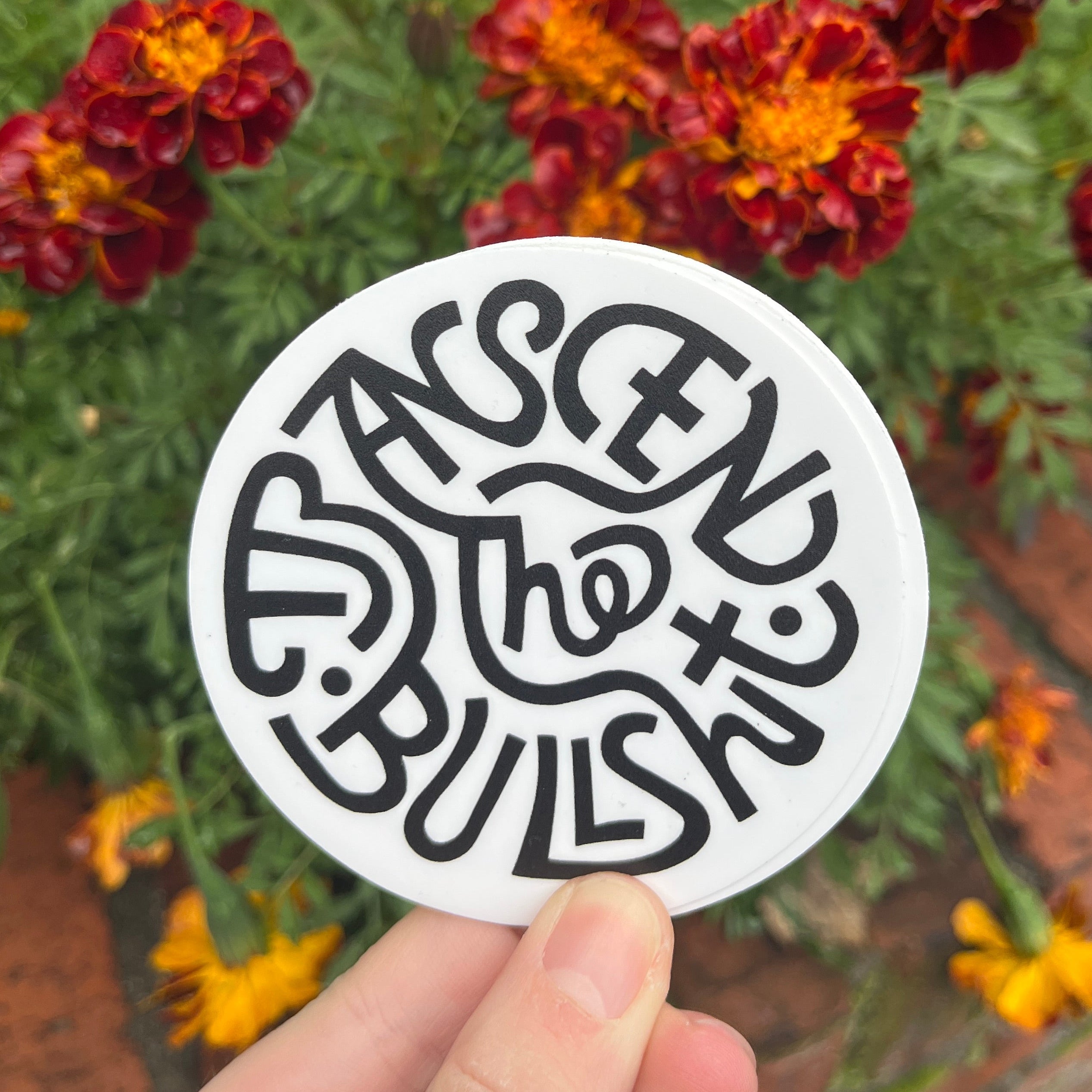 White Transcend the Bullshit Sticker